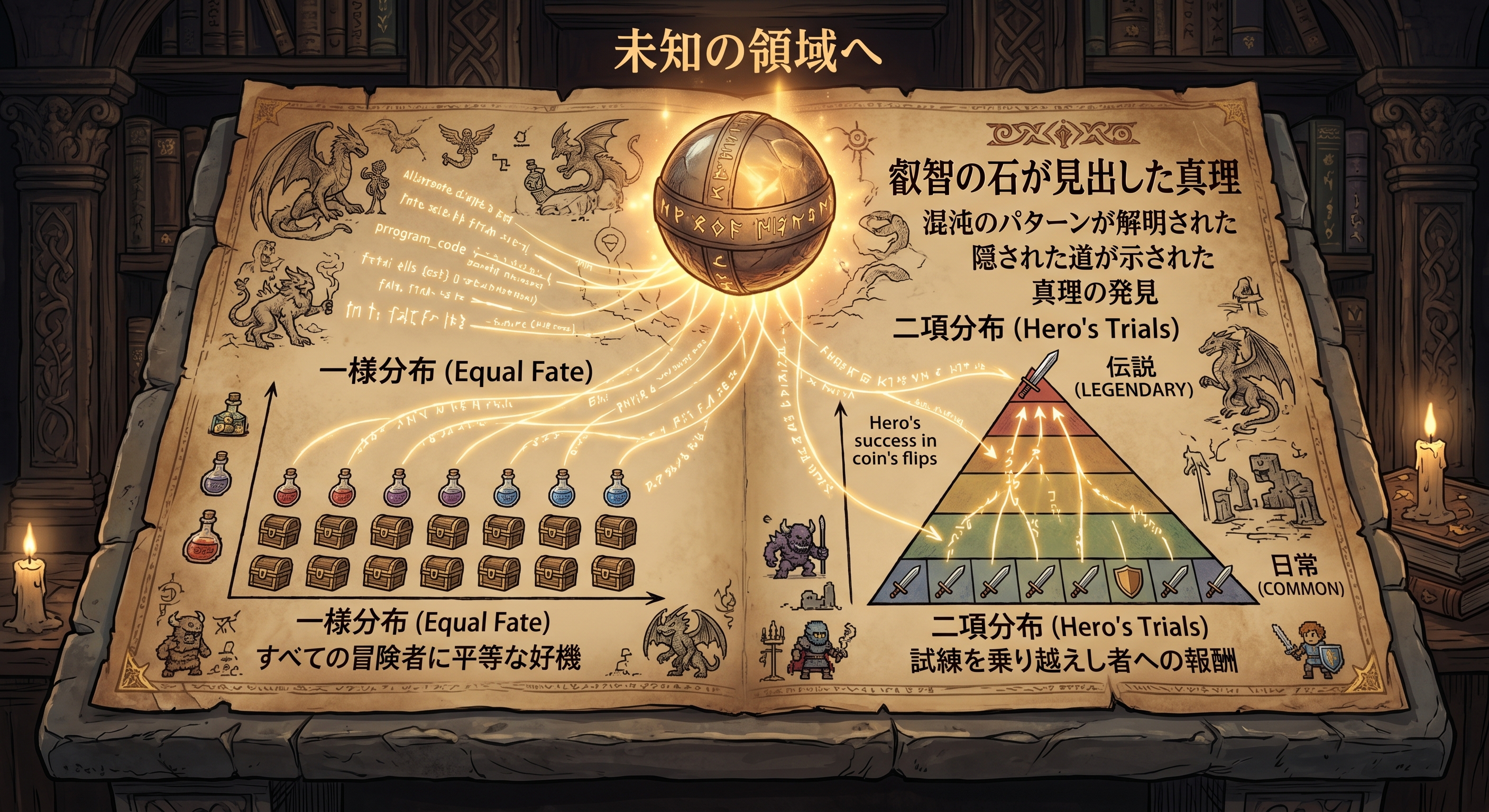 未知の分布を示すRPG風グラフ